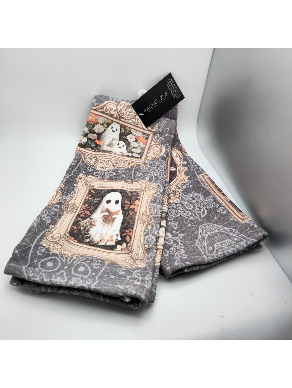 Rachel Zoe Halloween Ghost Kitchen Towels Set of 2 NWT